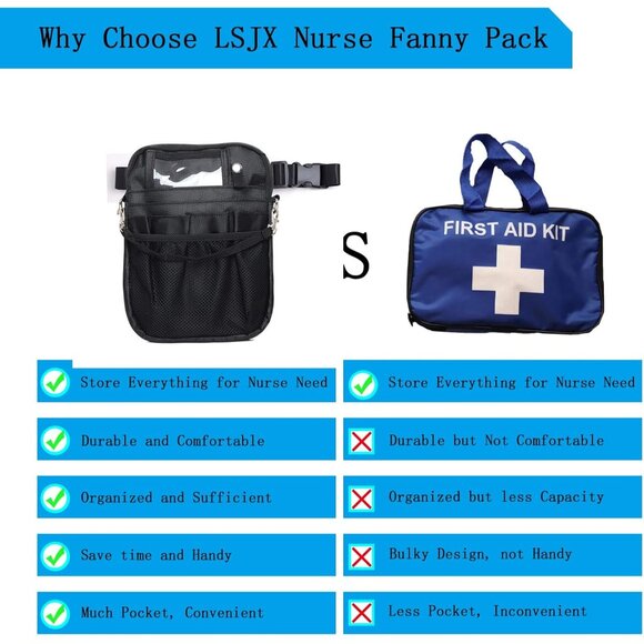 Compact Black Utility Fanny Pack for Nurses - 10 Pocket Organization Solution - Picture 3 of 9